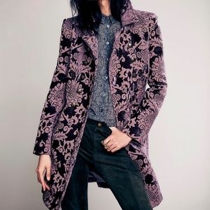 Free People Velvet Brocade Downtown Coat